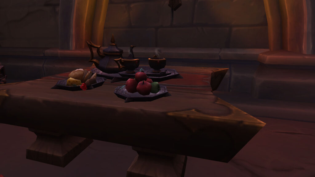 WoW Table with tea and fruit